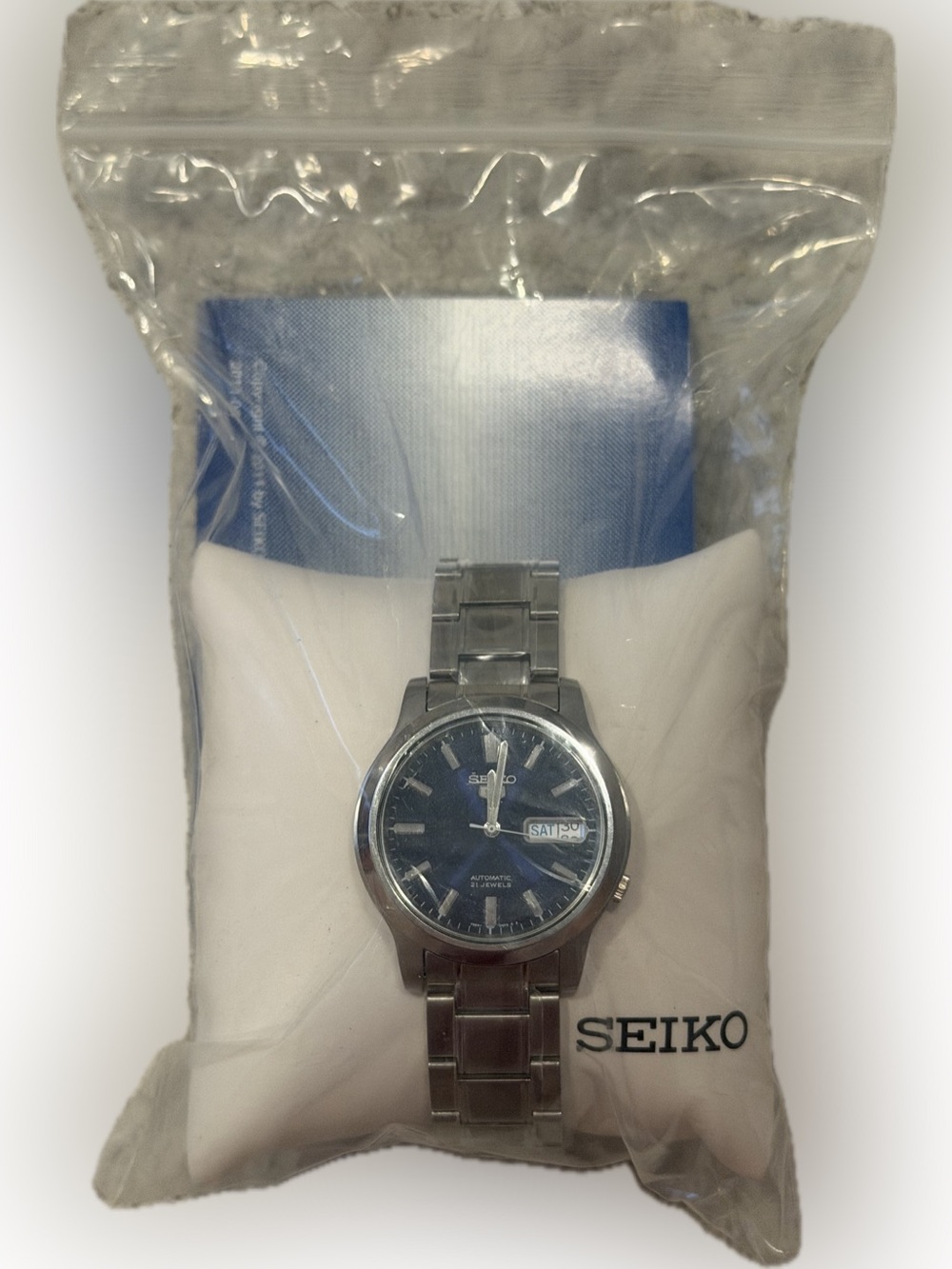 Seiko 5 Automatic Blue Dial Watch with Stainless Steel Bracelet #SNK793 - Picture 7 of 8